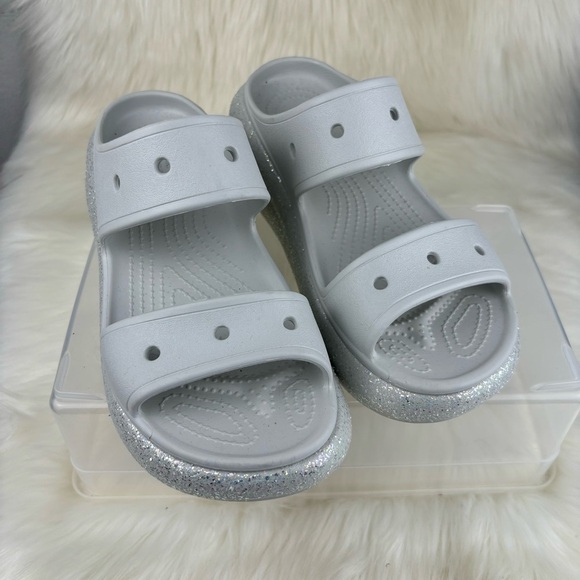 CROCS CLASSIC CRUSH GLITTER WEDGE SANDALS -SLIPON SHOES SIZE 9W-7M - Picture 1 of 8